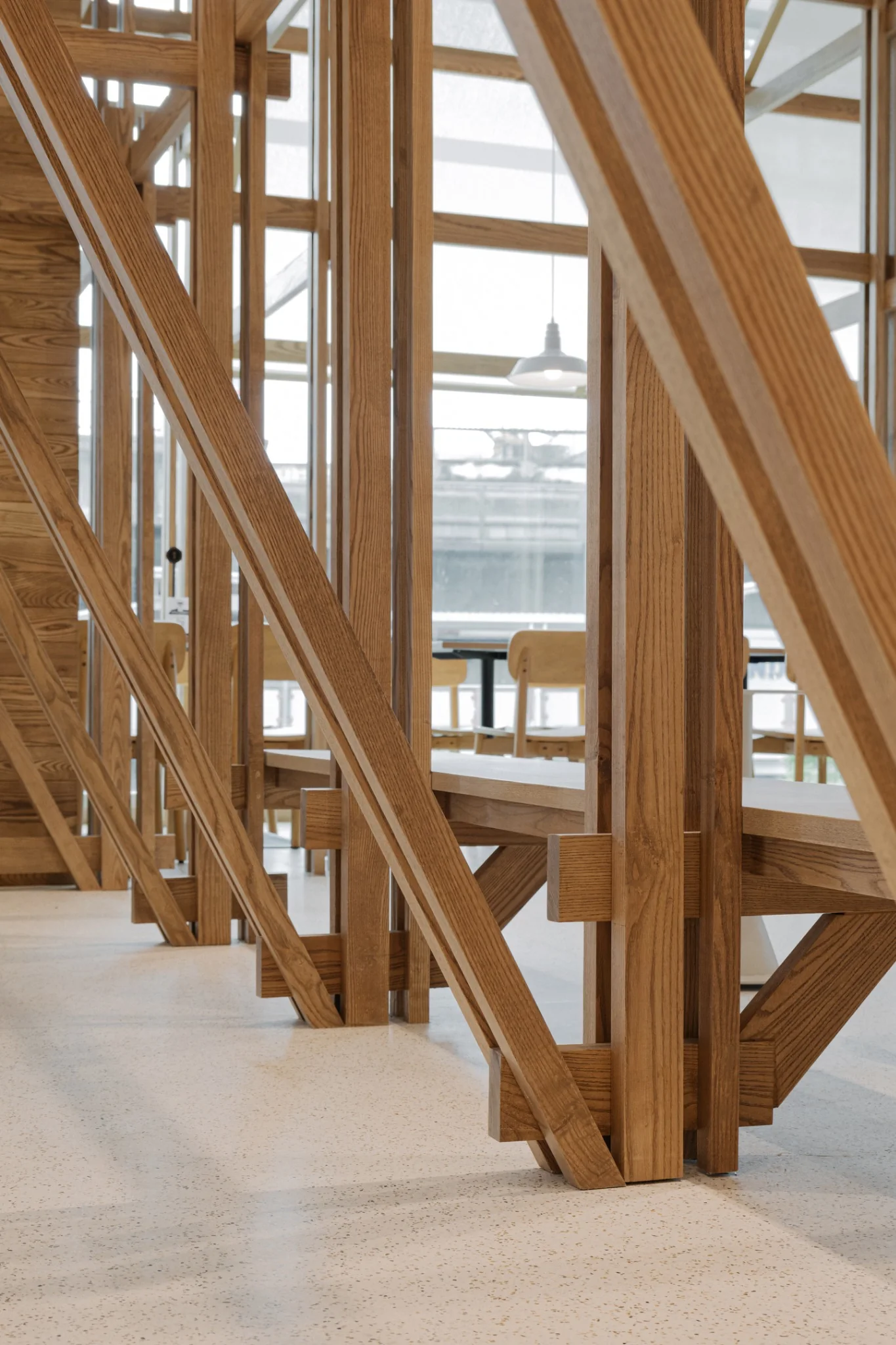 Timber joinery and frame detail at After You Unicorn Building
