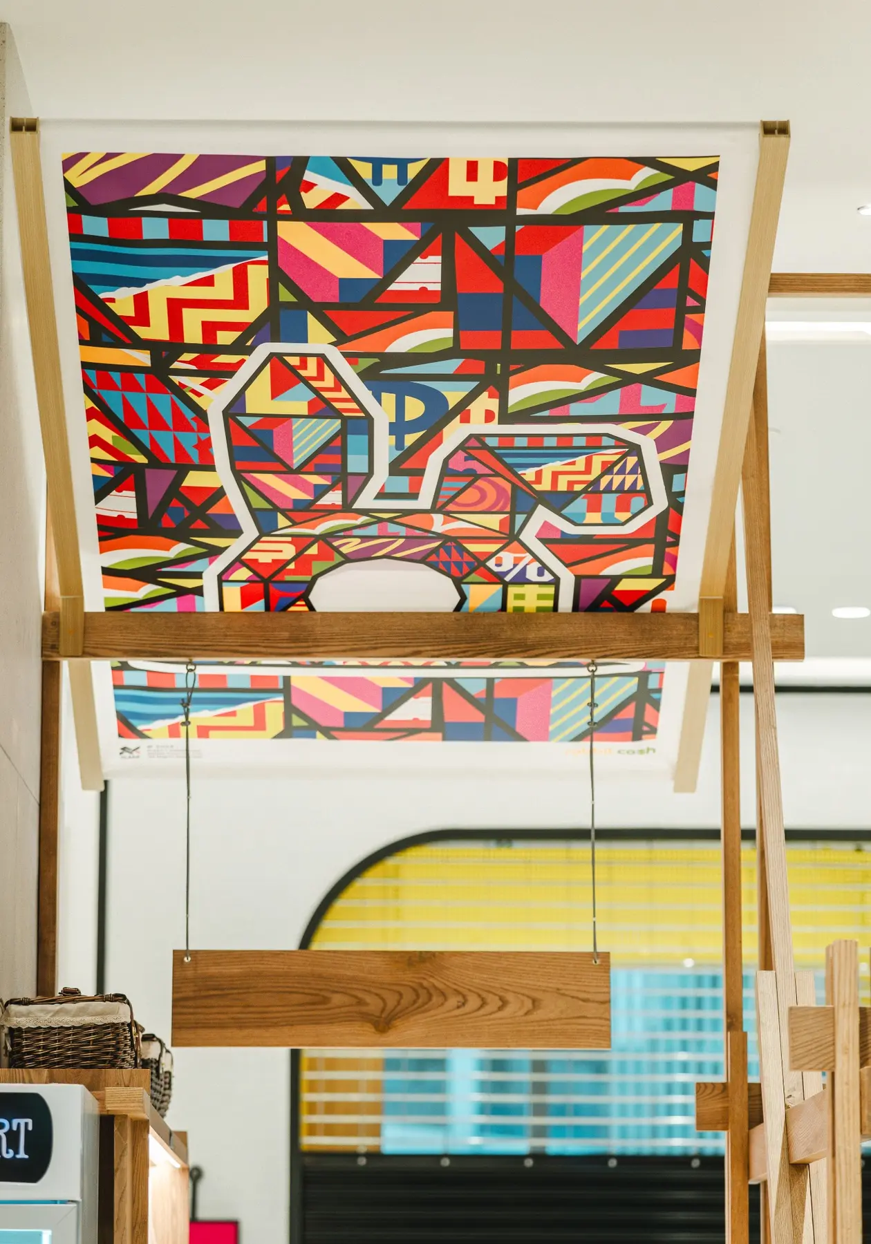 Painted artwork used as an architectural canopy