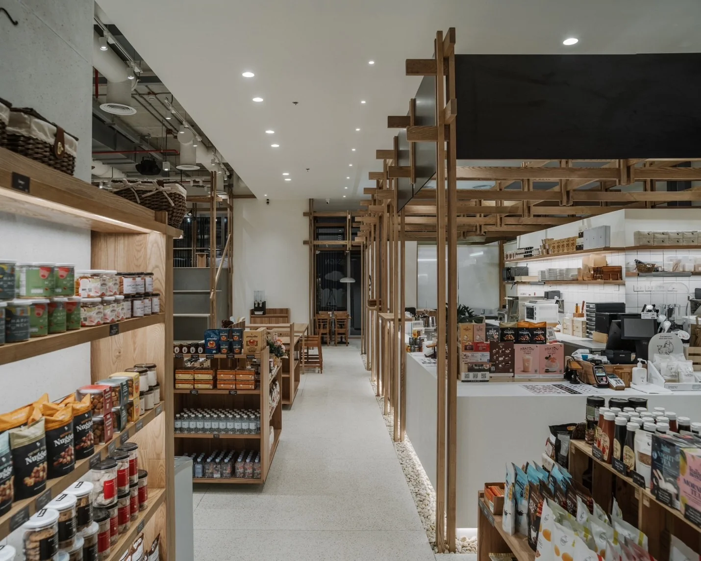 Customer circulation between retail displays and counter