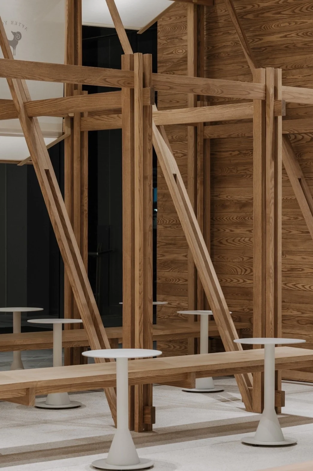Timber post beam and brace detail