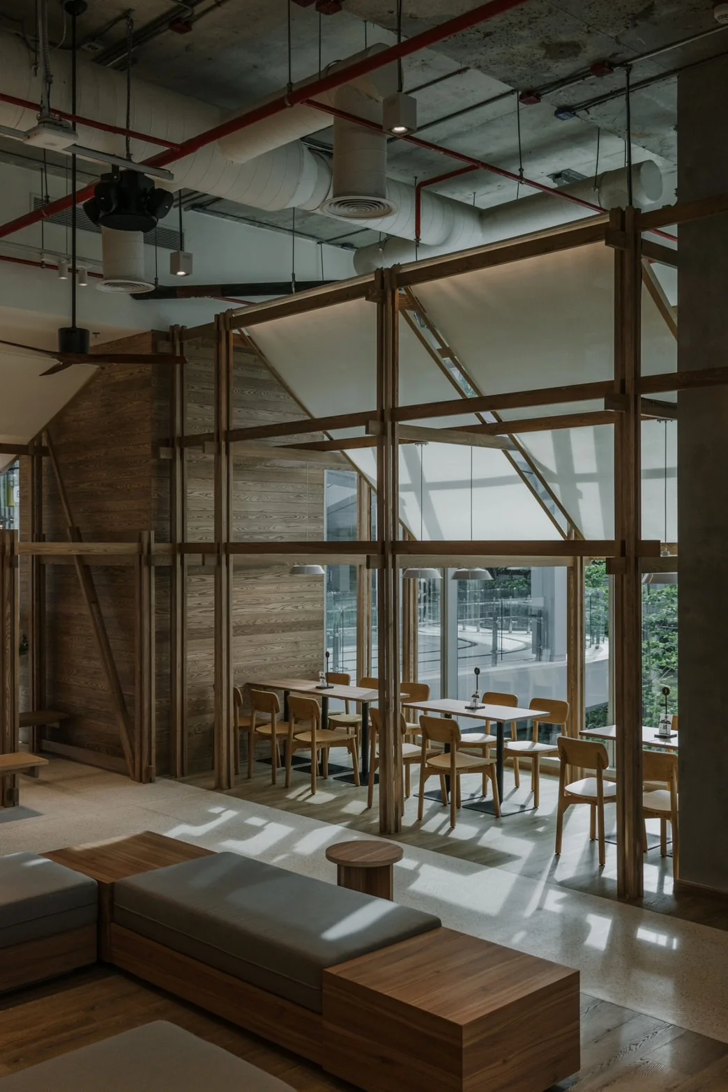 Daylit window seating under translucent panels