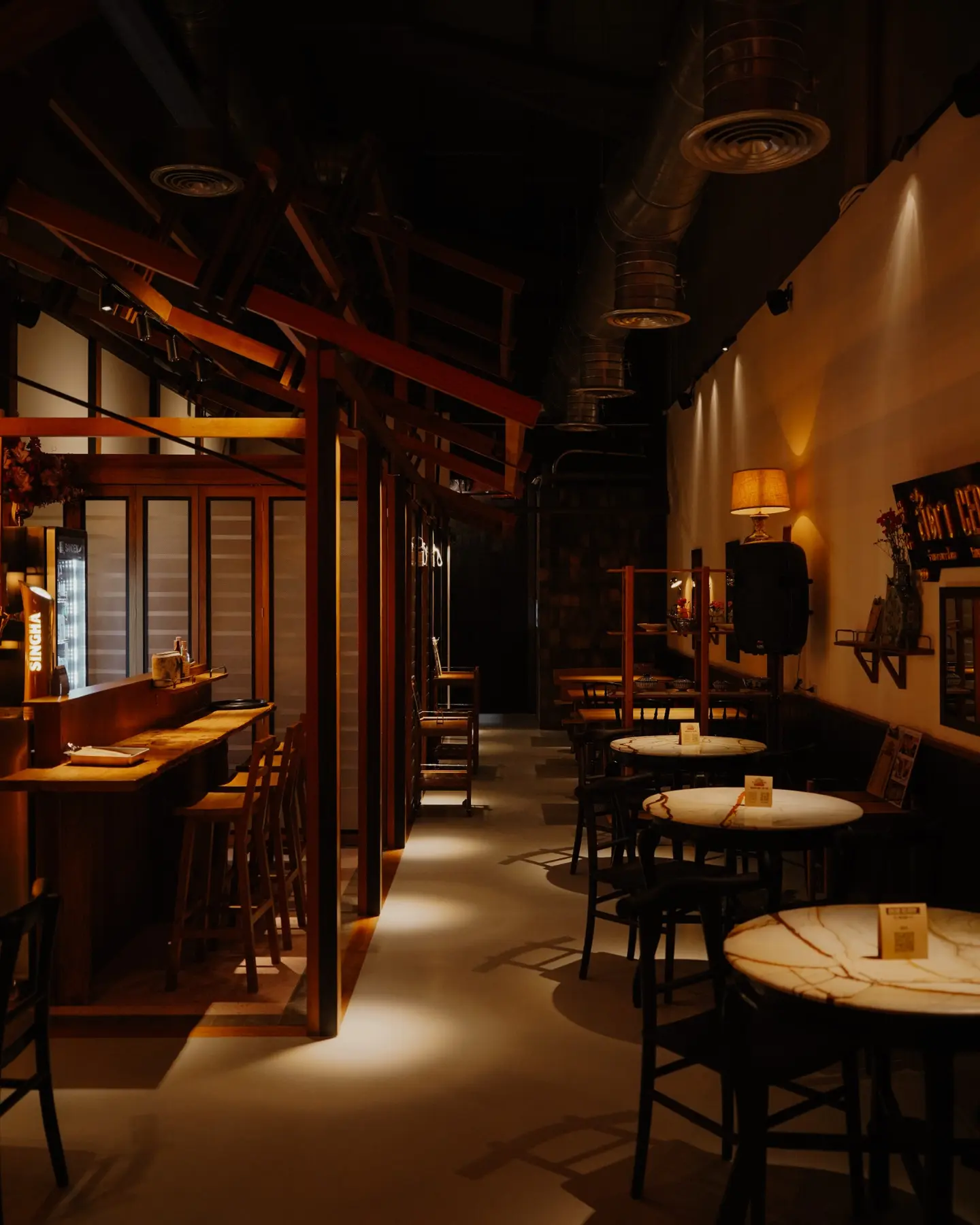Cedar Thai Restaurant timber and glass partition