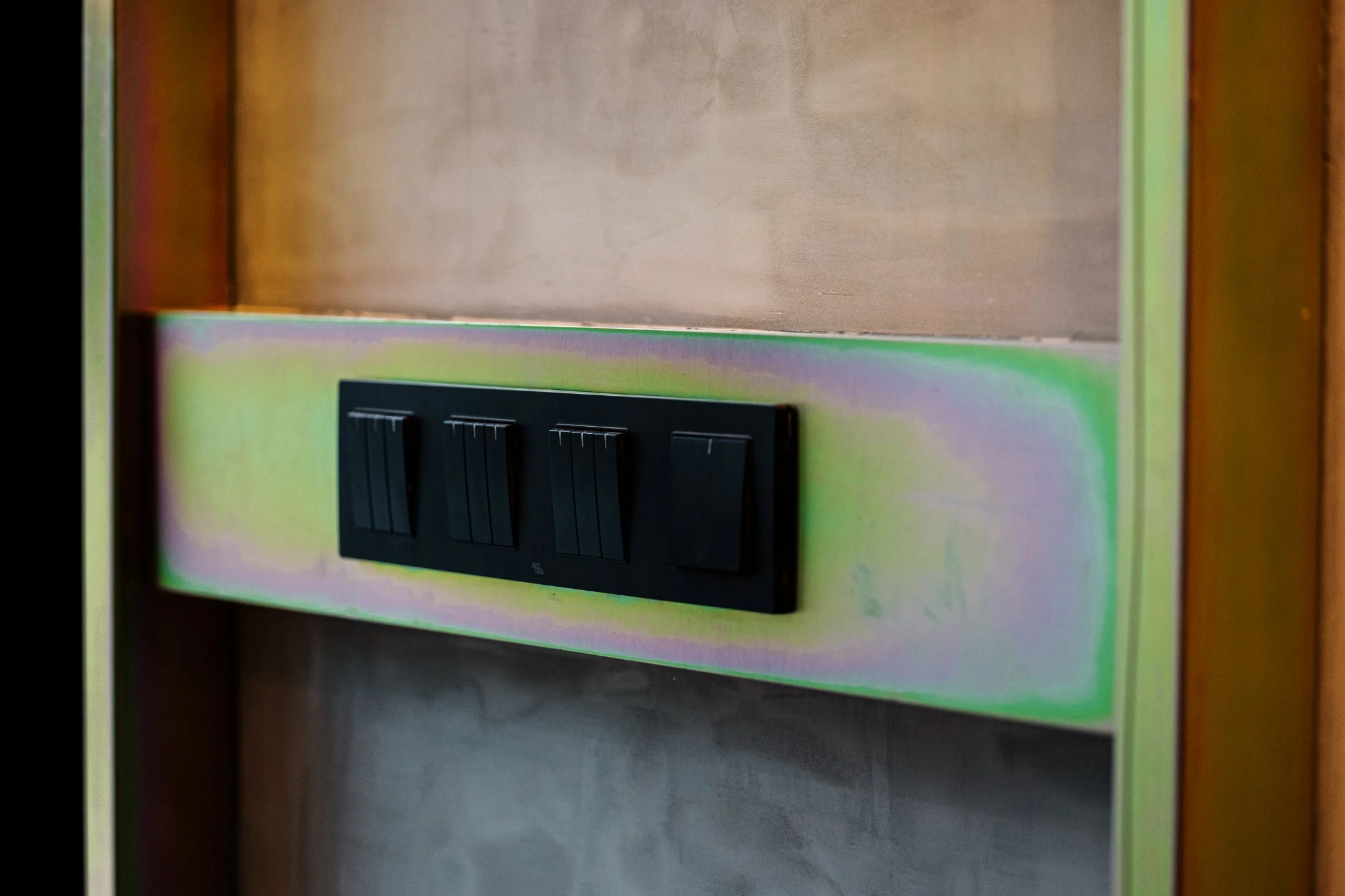 White sliding door molding detail at Indy's Scape