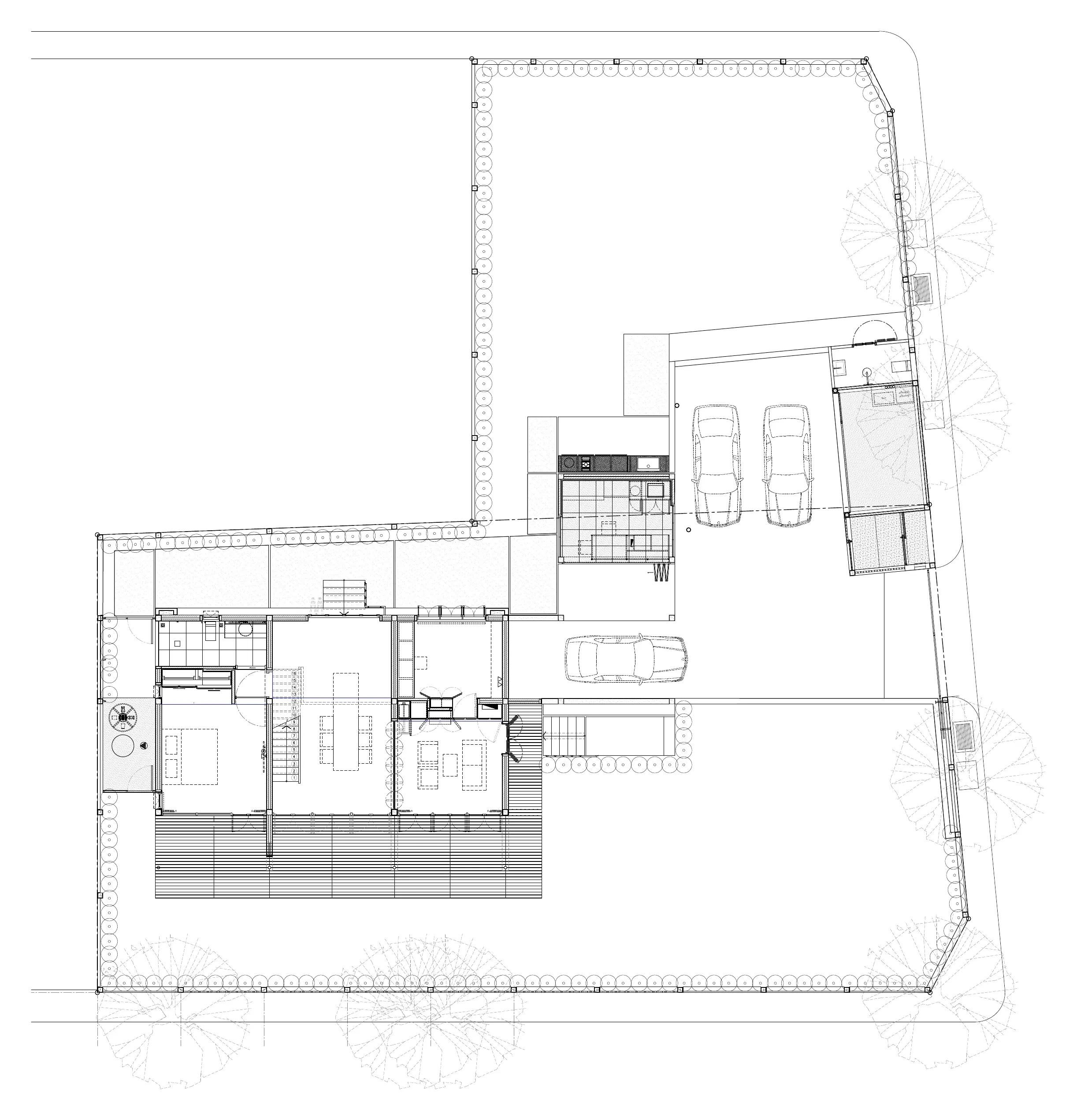 Overall plot layout plan for Kitisook House showing the main house, detached kitchen, parking and garden