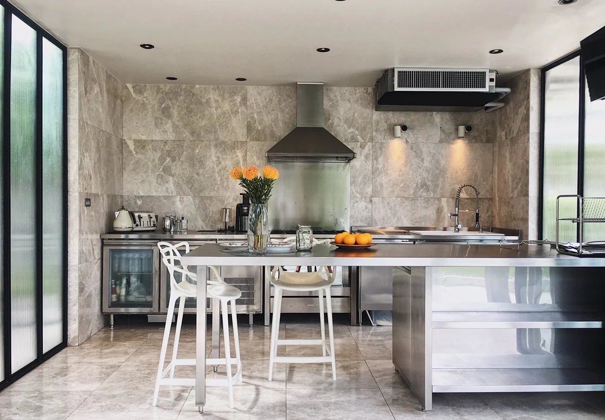 Kitisook House stainless-steel kitchen