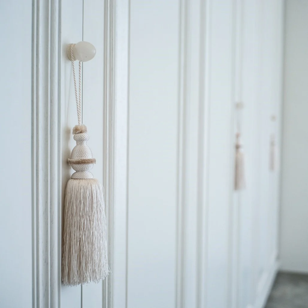 Tassel detail on white cabinetry at Kitisook House