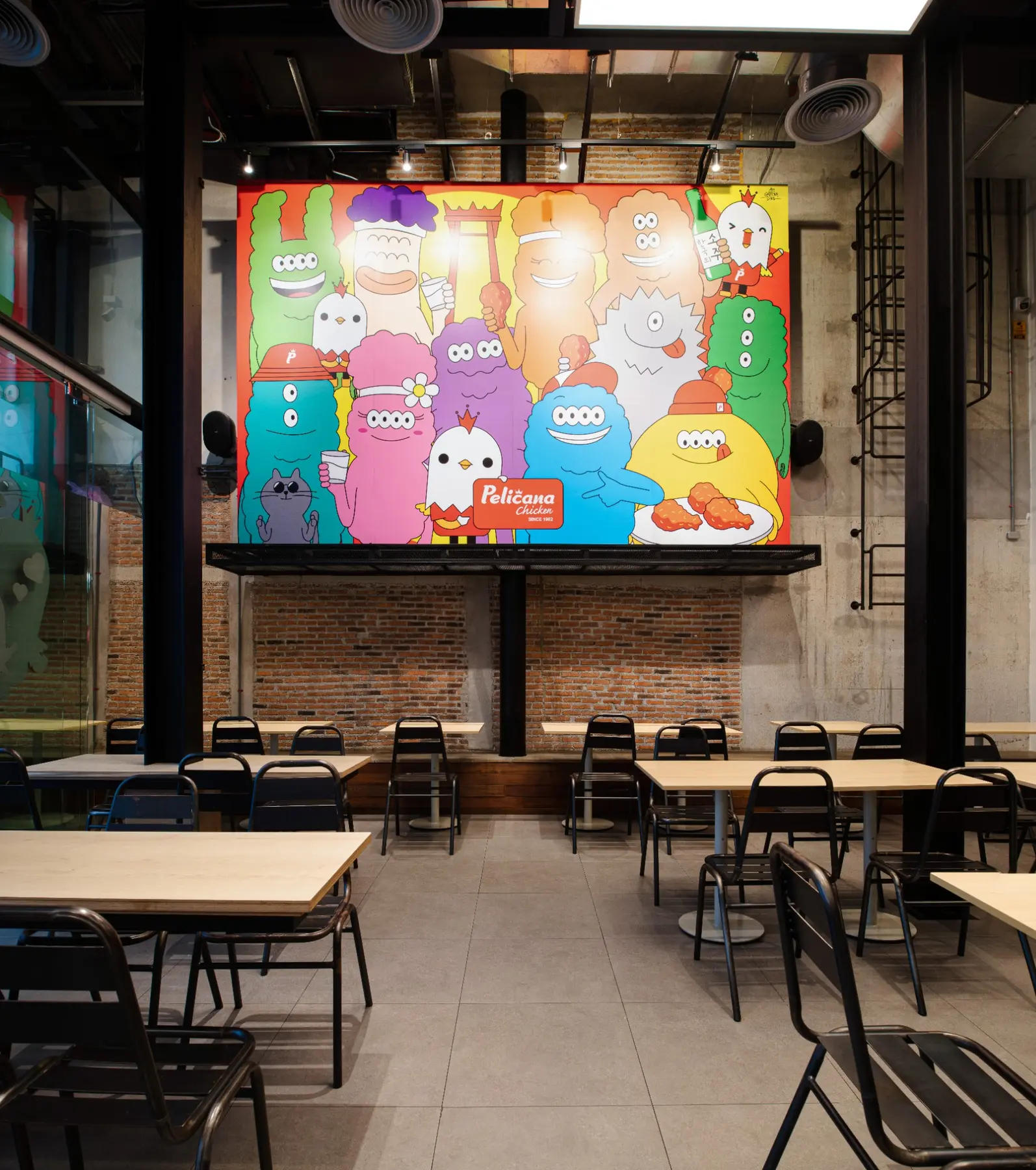 Large anofficerdies character artwork at Pelicana