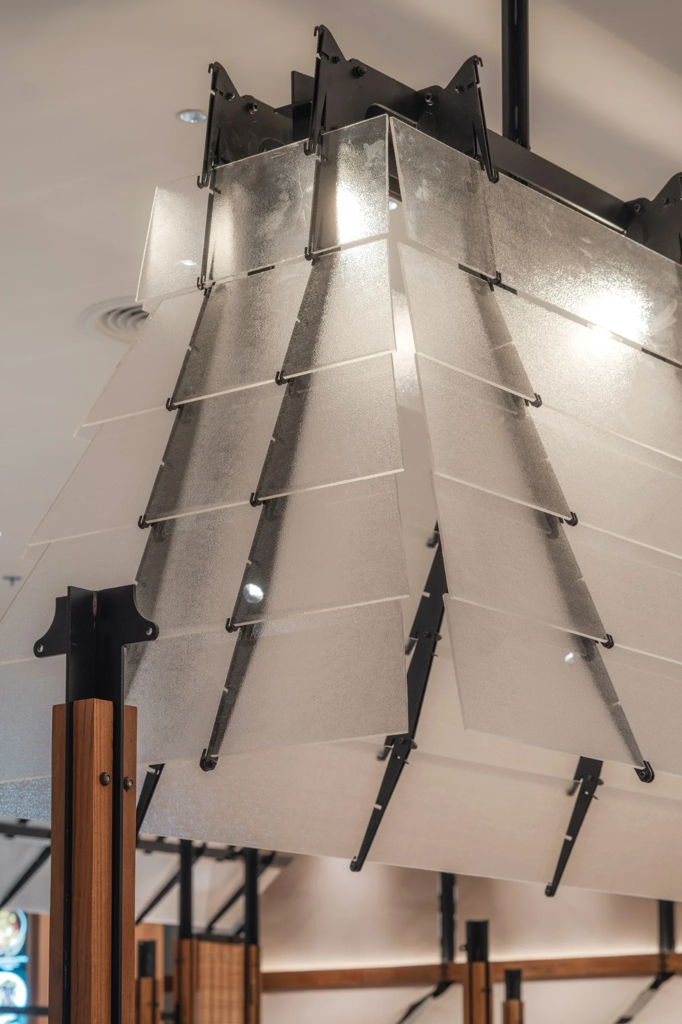 Close view of the layered translucent canopy at Ponn Future Park Rangsit