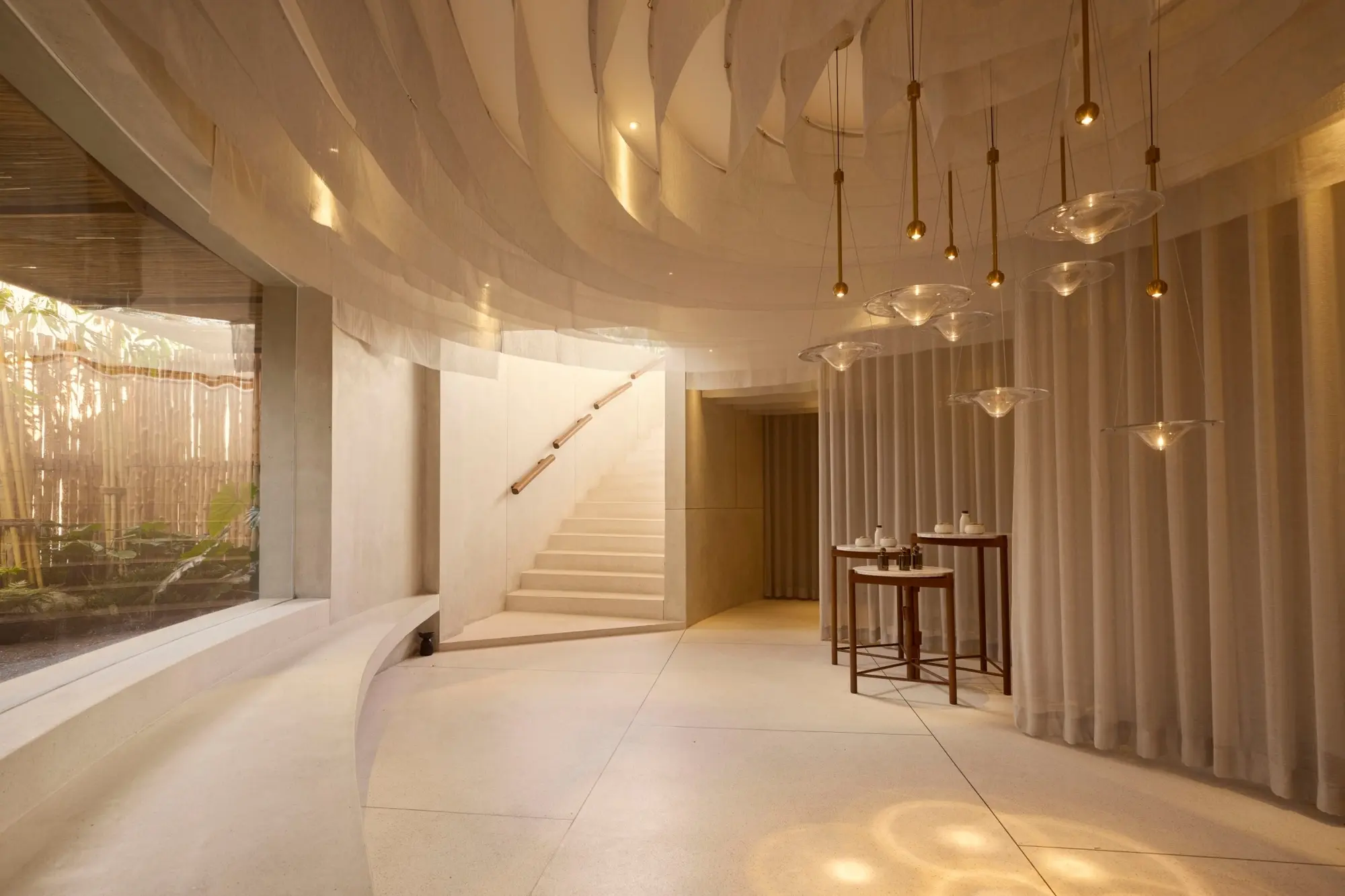 The Retreat Spa lobby stair and garden threshold