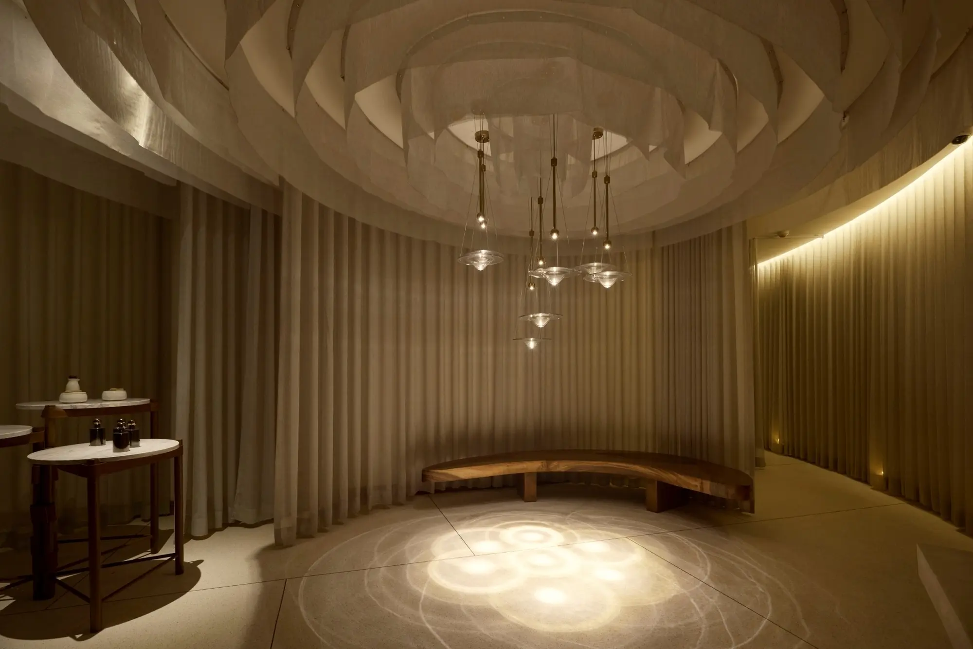Curved waiting area at The Retreat Spa