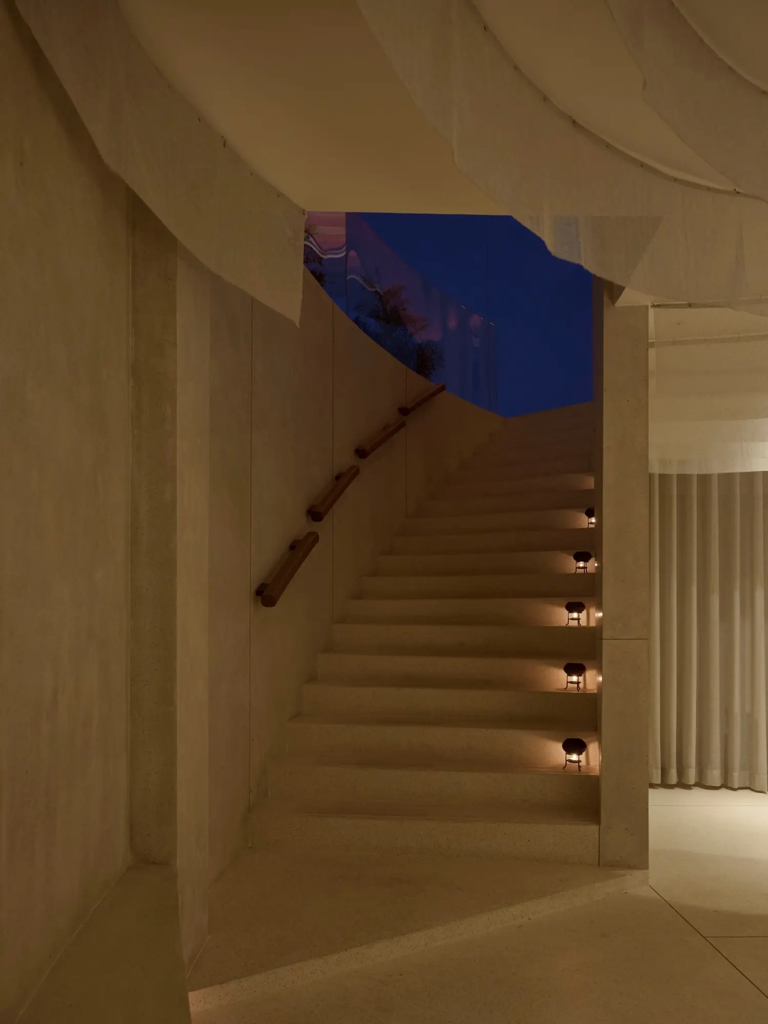 Illuminated stair at The Retreat Spa