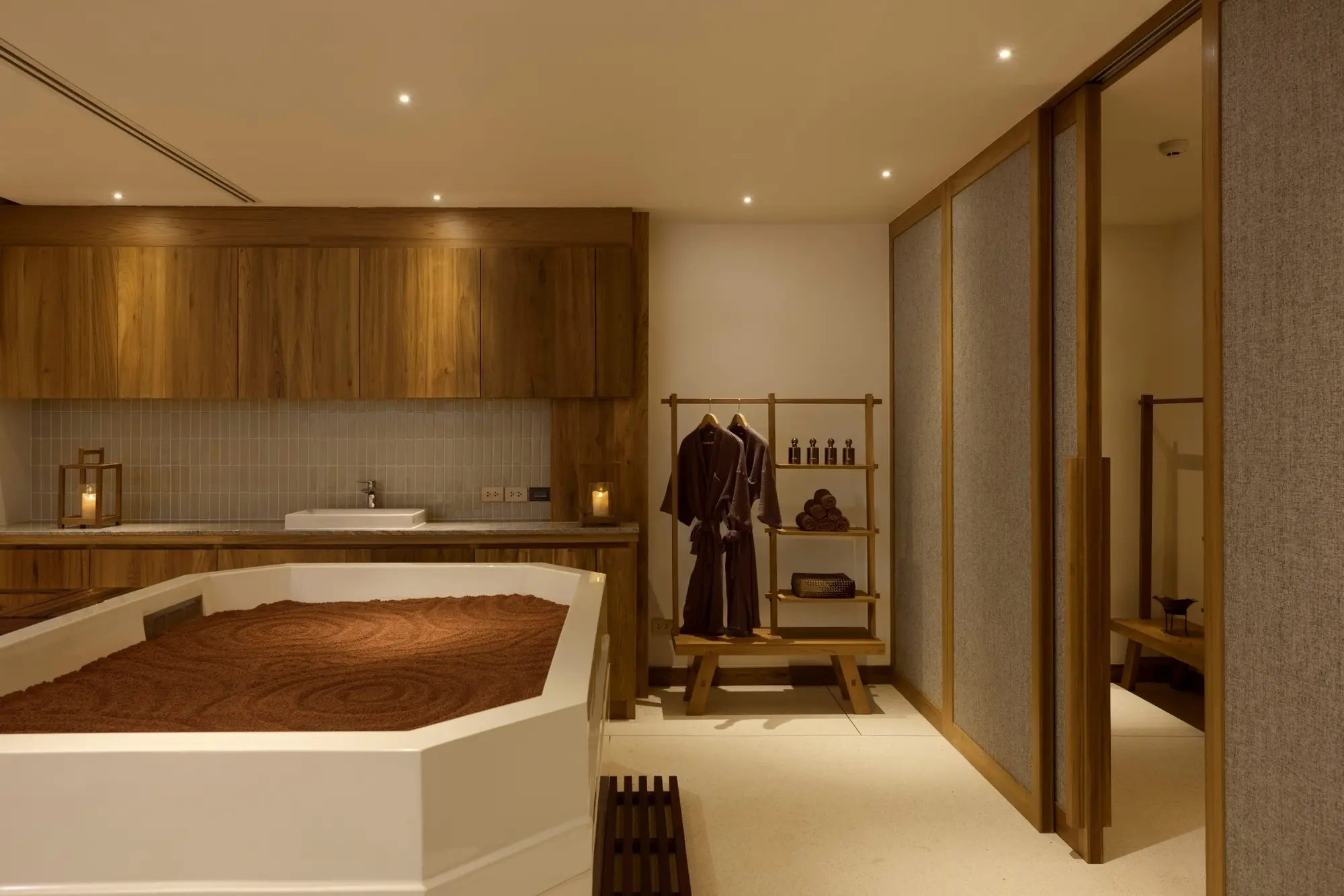 Treatment room material palette at The Retreat Spa