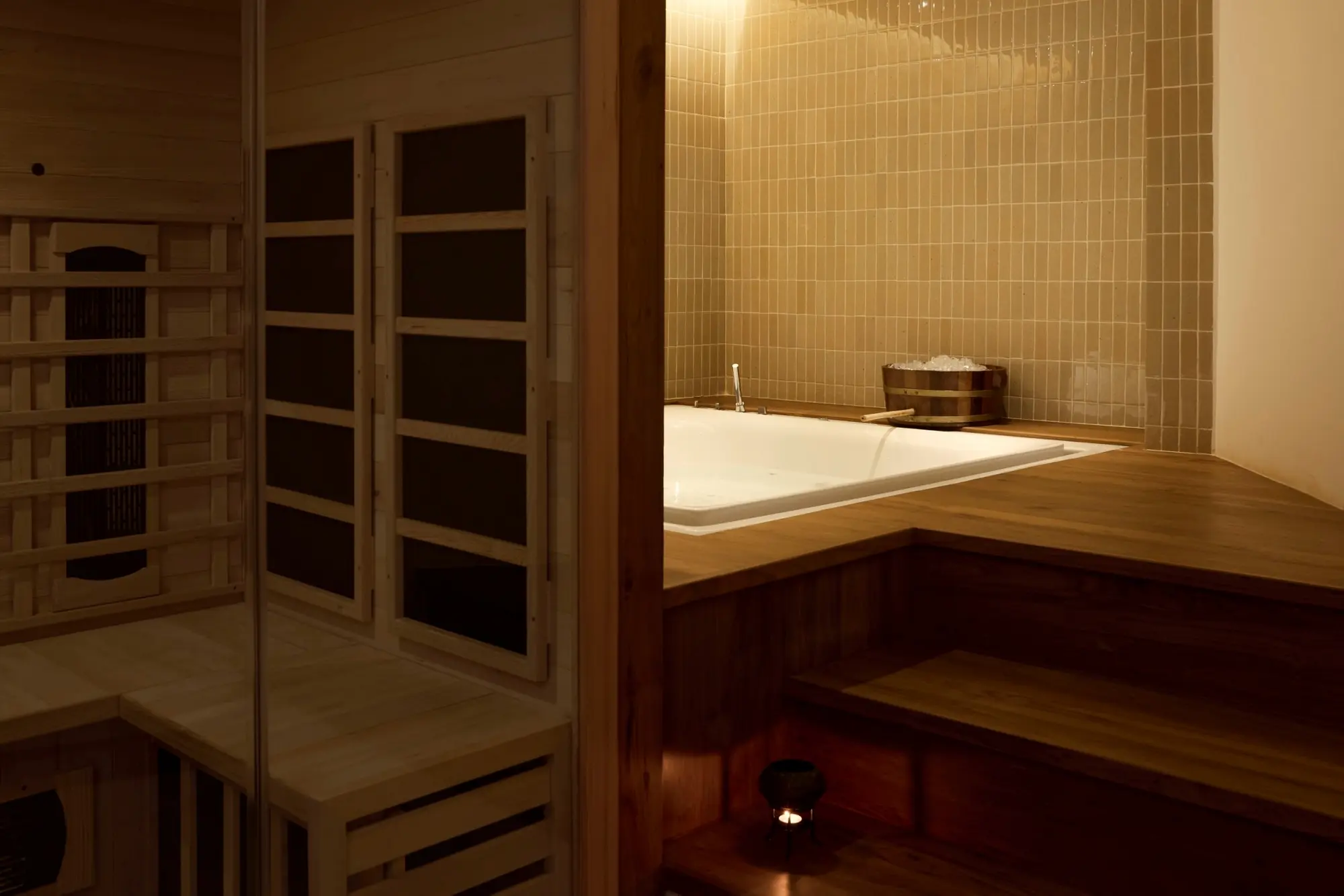 Sauna and bathing area at The Retreat Spa