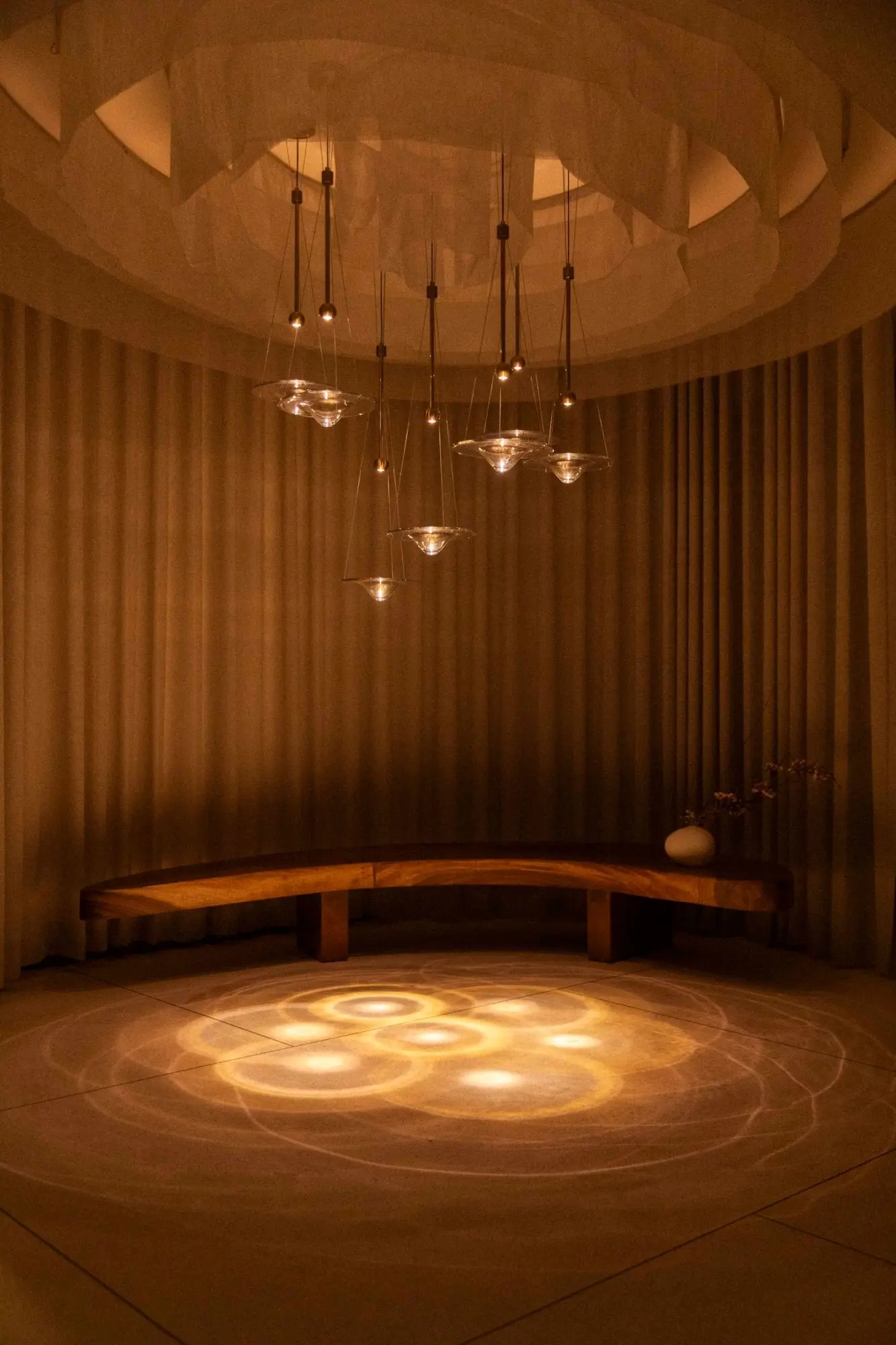 Circular ceiling and projected light detail at The Retreat Spa